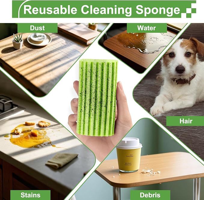 Jeymei 4-Pack Damp Clean Duster Sponge, Sponge Cleaning Brush, Duster - Image 4
