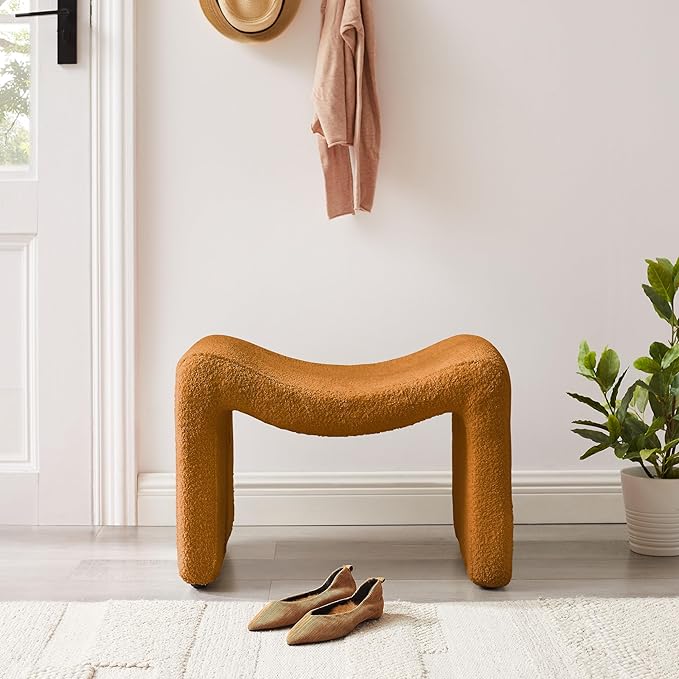 Large Footstool Ottoman, Multi-Functional Modern Foot Stool, Sofa Footrest Extra Seating for Living Room, Entryway, Hallways and Bedrooms, Large, Curry-DeskLoop Office