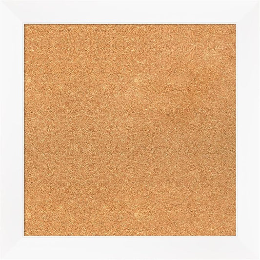 Amanti Art Natural Cork Board for Wall, 21x21 Vision Board with White Frame, Small Corkboard Office Decor for Home Organization, Modern Corkboard Pinboard to Display Items for Home Organization in-DeskLoop Office