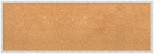 Amanti Art Natural Cork Board for Wall, 13x37 Vision Board with White Frame, Medium Corkboard Office Decor for Home Organization, Modern Corkboard Pinboard to Display Items for Home Organization in-DeskLoop Office