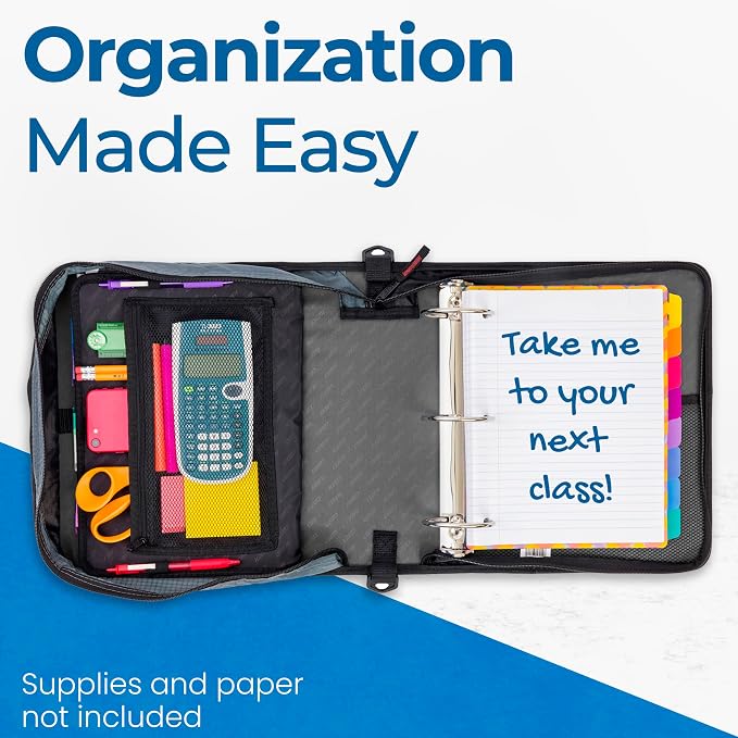 Case-it Mighty Zip Tab School Zipper Binder | 3-Inch O-Rings, 600-Sheet Capacity - Image 7