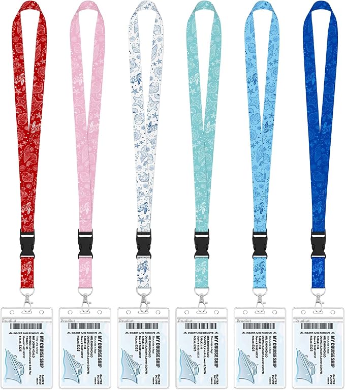 6 Pack Lanyards for Cruise Ship Cards by Prudiut