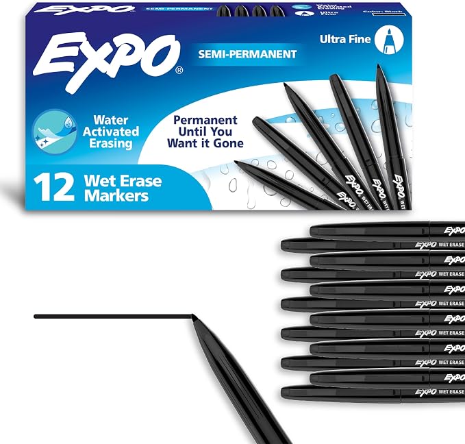 EXPO Wet Erase Markers, Semi-Permanent, Ultra Fine Tip, by Unknown