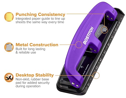 Bostitch Office EZ Squeeze Reduced Effort 3-Hole Punch, 12 Sheets - Image 7
