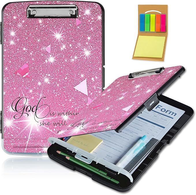 Clipboard with Storage, Pen Holder, Heavy Duty Clipboard Storage Box with Clips by WZCJDHMJ