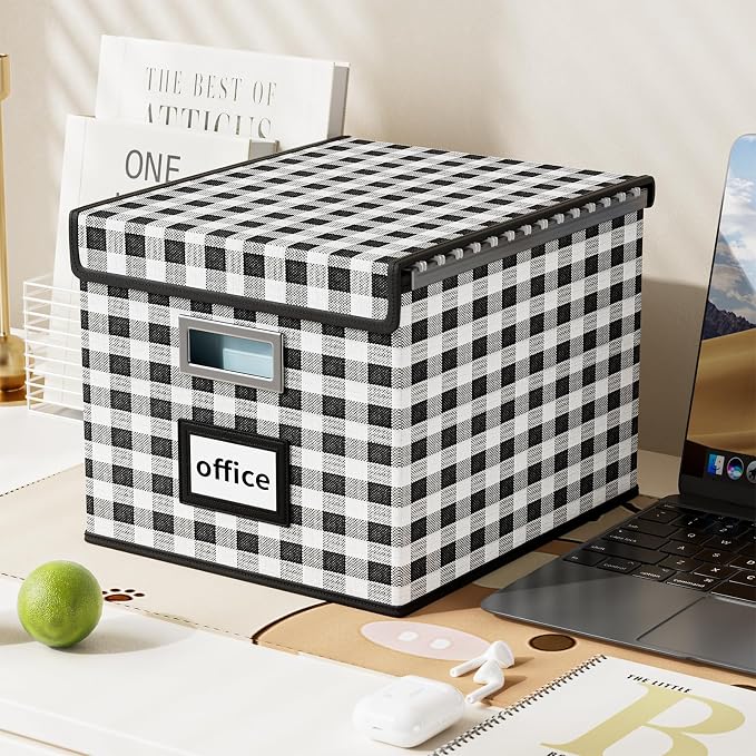 File Organizer Box with Lid, Collapsible File Folder Organizer - Image 4