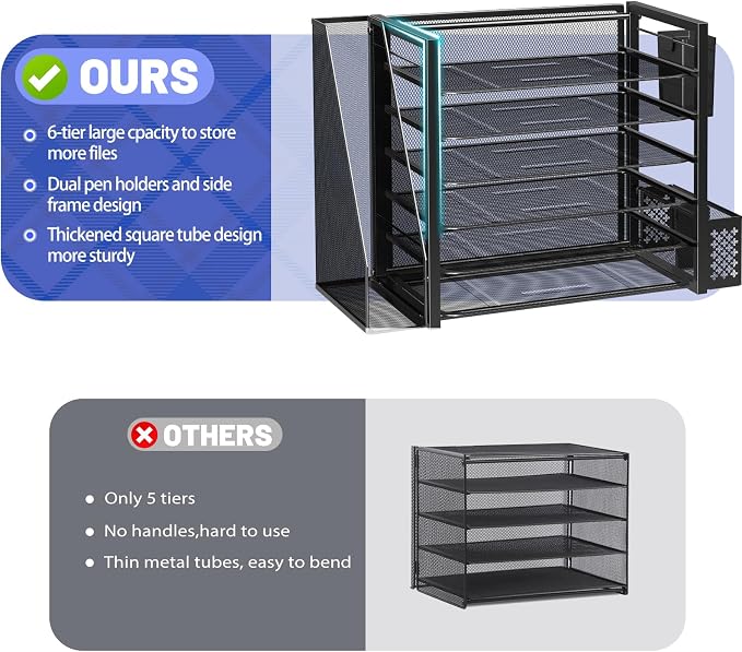 Simple Trending 6 Tier Desk File Organizer, Paper Letter Tray Organizer - Image 4