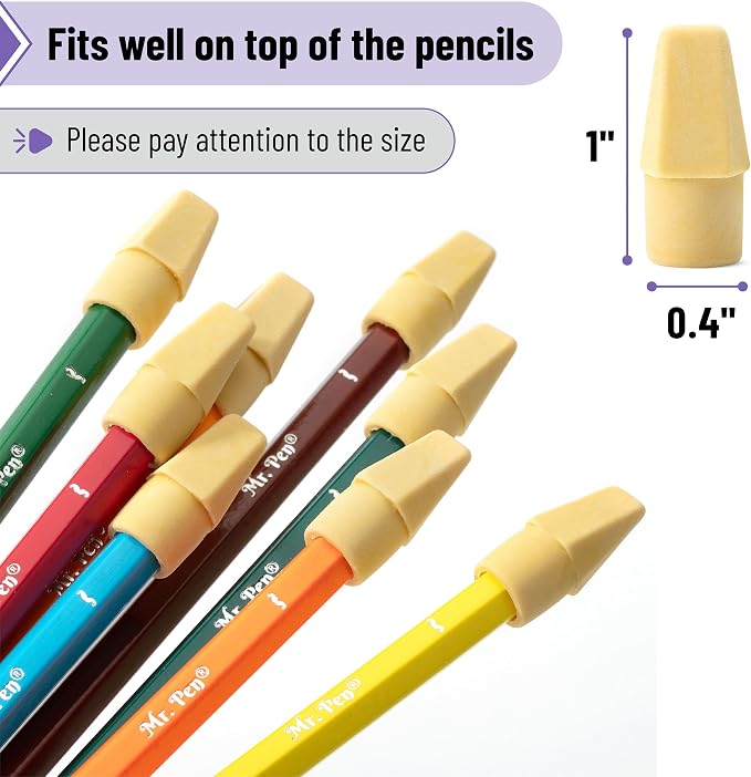 Mr. Pen- Pencil Eraser Toppers, 120 Pack, Cap Erasers | Pencil Top Erasers - Image 3