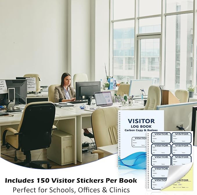 3 Pack Visitor Badges with Carbon Copy Visitor Stickers Letter Size Visitor Log - Image 6