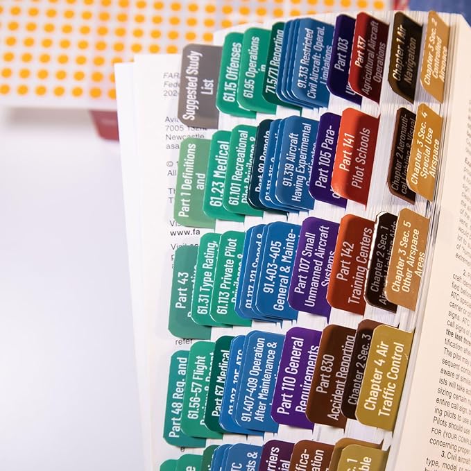 FAR/AIM 2024 Tabs, Color-Coded and Laminated Index Tabs for Private Pilot's License, FAA VFR, 90 Pre-Printed and 10 Blank Tabs (Book Not Included)-DeskLoop Office