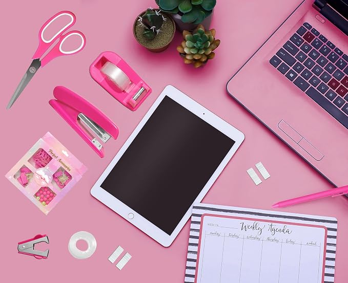 Dimonluce Hot Pink Desk Accessories, Hot Pink Office Supplies Accessories - Image 3