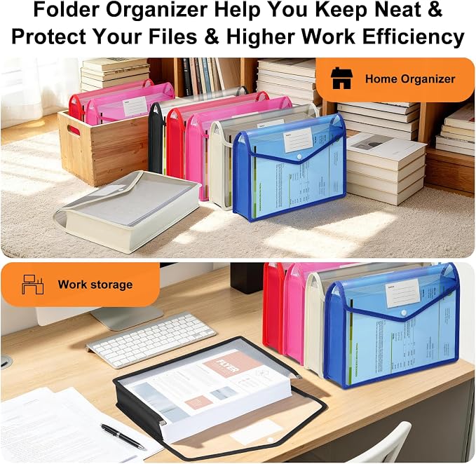 5 Pack Plastic Expanding File Folder, A4 Document Folder Large Capacity - Image 6