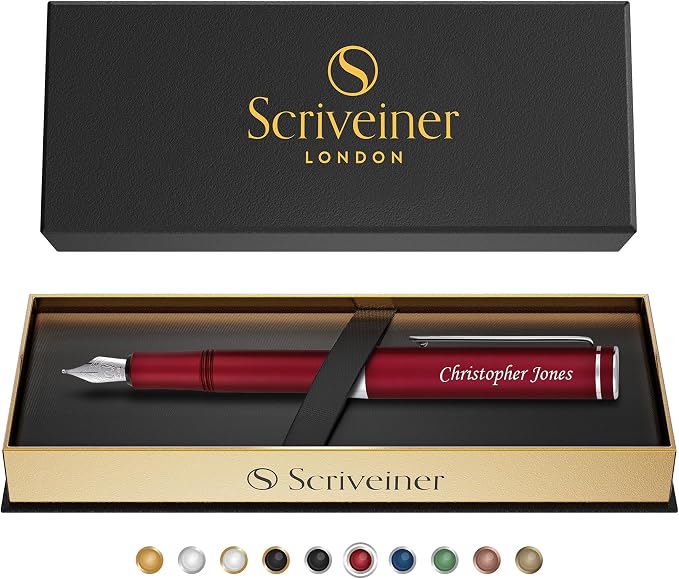 Scriveiner Personalized Luxury EDC Fountain Pen, Stunning Matt Red Pocket Pen - Image 9