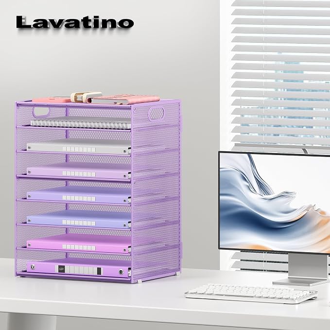 Lavatino 8-Tier Office Desk File Organizer, Letter Tray Paper Organizer - Image 4