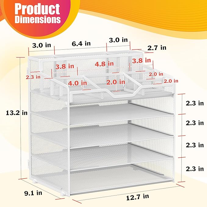Docnest 5 Tier Mesh Desk Organizer - Image 2