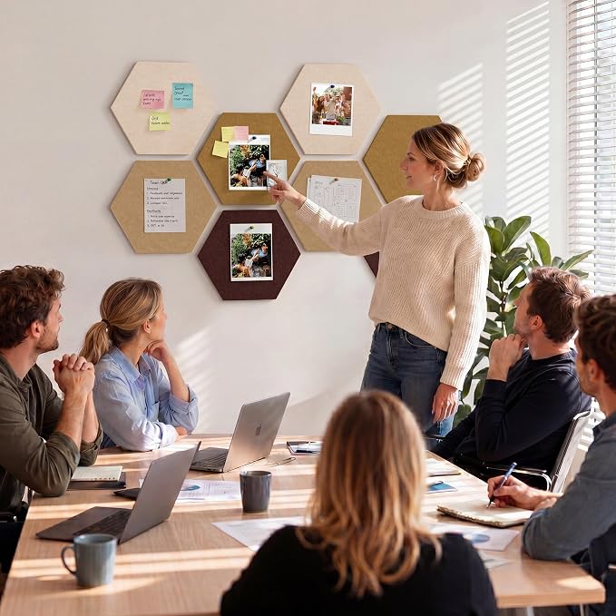 8 Pack Hexagon Felt Bulletin Board Tiles - Image 8
