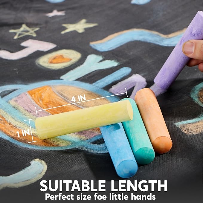 JOYIN 60 PCS Sidewalk Chalk Set (10 colors), Non-Toxic Washable Outdoor Jumbo Chalk Set for Painting on Chalkboard, Art Play and Playground Toy-DeskLoop Office