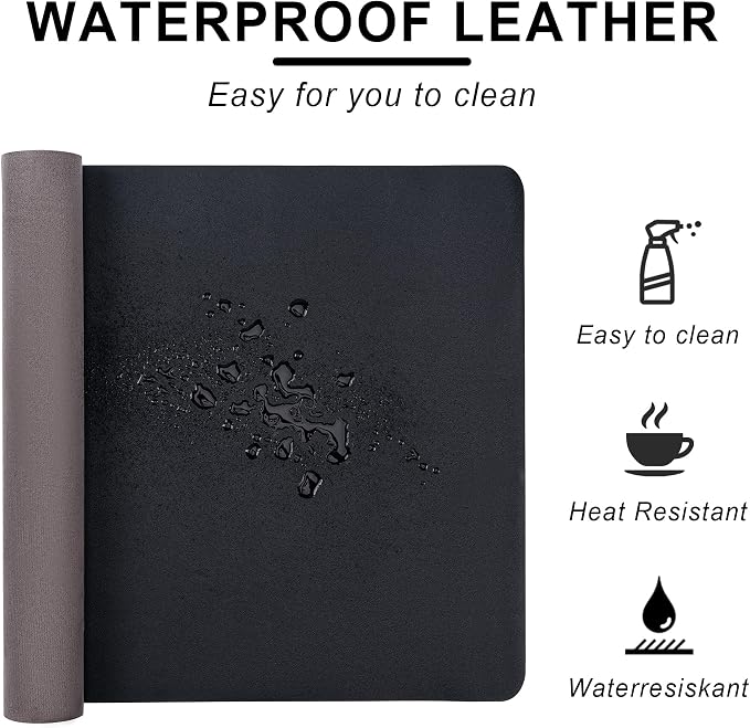 Leather Desk Pad Protector, Non-Slip Desk Pad, on-Slip PU Leather Large Mouse - Image 2