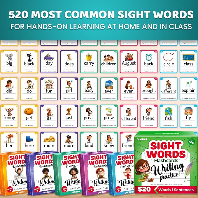 QUOKKA 520 Sight Words Flash Cards - Image 7