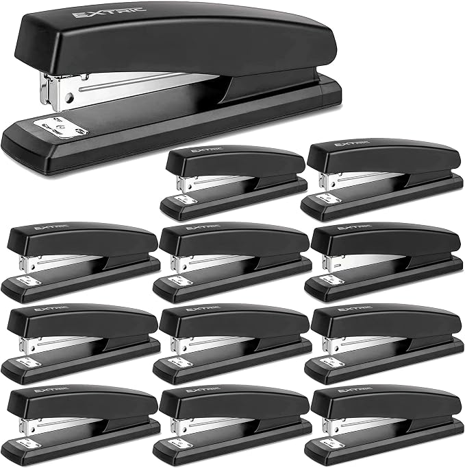EXTRIC Staplers for Desk Black Stapler Heavy Duty 12 PK 25 Sheet Capacity by EXTRIC