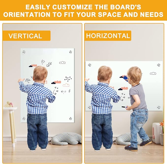 H-Qprobd Glass White Board for Wall Dry Erase Board 36" x 24" (2pcs) Magnetic Presentation Whiteboard for Home, Office and School-DeskLoop Office