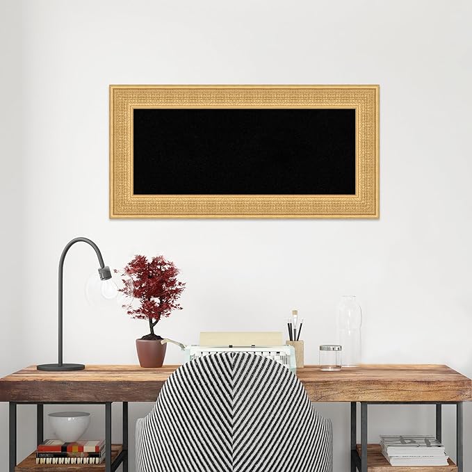Amanti Art Black Cork Board for Wall, 18x36 Vision Board with Gold Wood Frame, Medium Corkboard Office Decor for Home Organization, Traditional Corkboard Pinboard to Display Items for Home-DeskLoop Office
