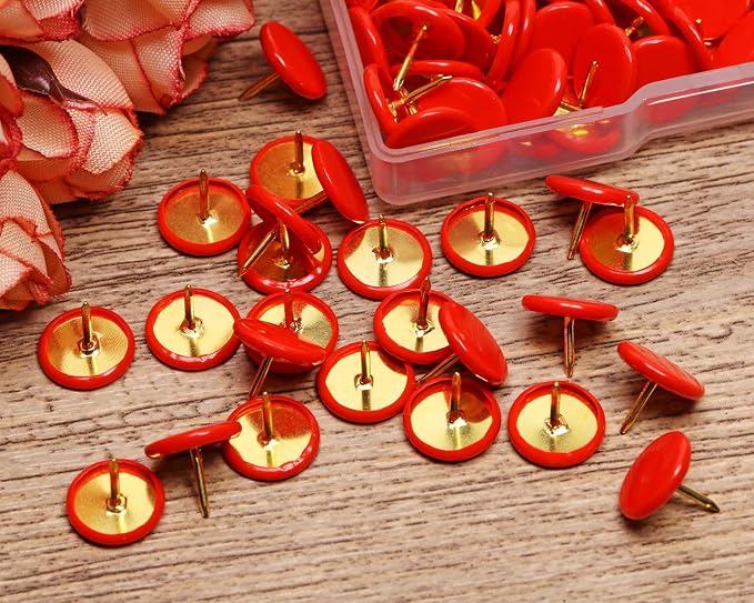 Tupalizy 120PCS Flat Plastic Round Head Map Thumb Tacks Push Pins - Image 2