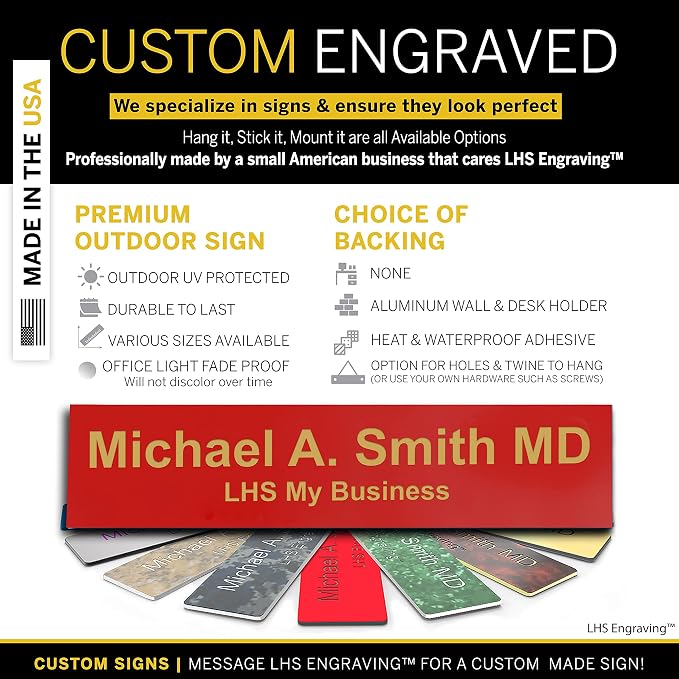 Engraved Name Plates for Door Sign Personalized Red Plastic Plaque - Image 3