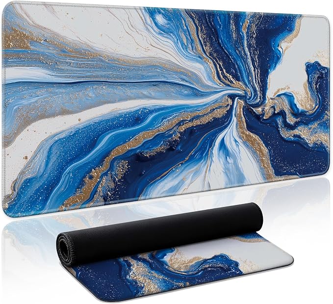 Aesthetic Desk Mat, Cute Ocean Marble Desk Pad Protector by Zotia