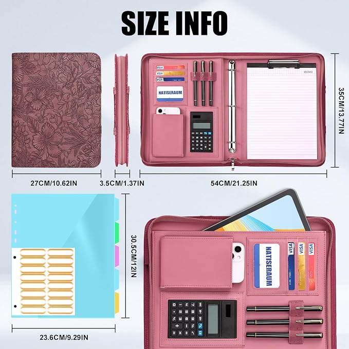 Portfolio Binder 3 Ring Includes Pen and 5 Dividers - Image 4