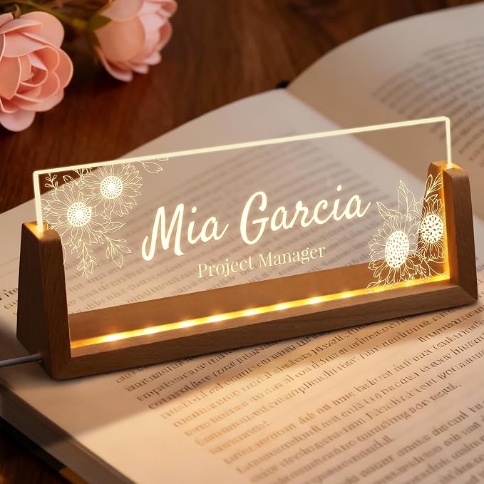 Custom Light Up Name Plate for Desk, Personalized LED Acrylic Name Sign - Image 6
