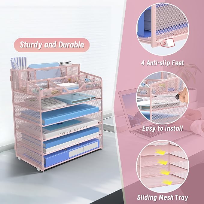 6 Tier Mesh Desk Organizer - Image 4