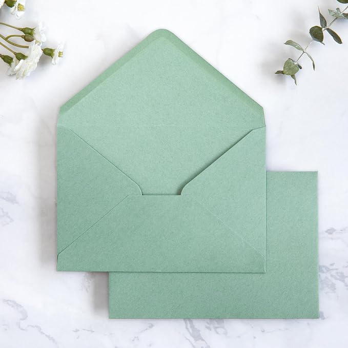 PONATIA 50 Pack A1 Envelopes, 3.63 x 5.2'' Sage Green Envelopes Perfect by ponatia