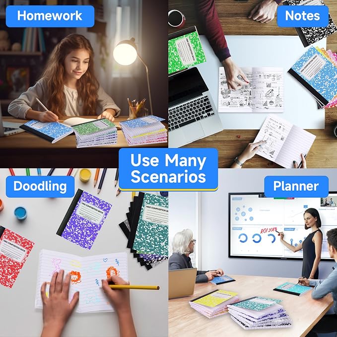 96 Pack 4.5" x 3.25" Mini Composition Notebooks Bulk 12 Color College Ruled - Image 8