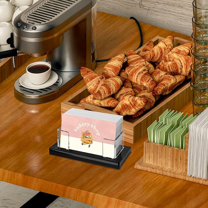 2Pack Acrylic Business Card Holder Black Enlarged Holds 120 Cards for Office/Exhibition/Restaurant Desk/Counter Display Name Card Organizer Stand-DeskLoop Office