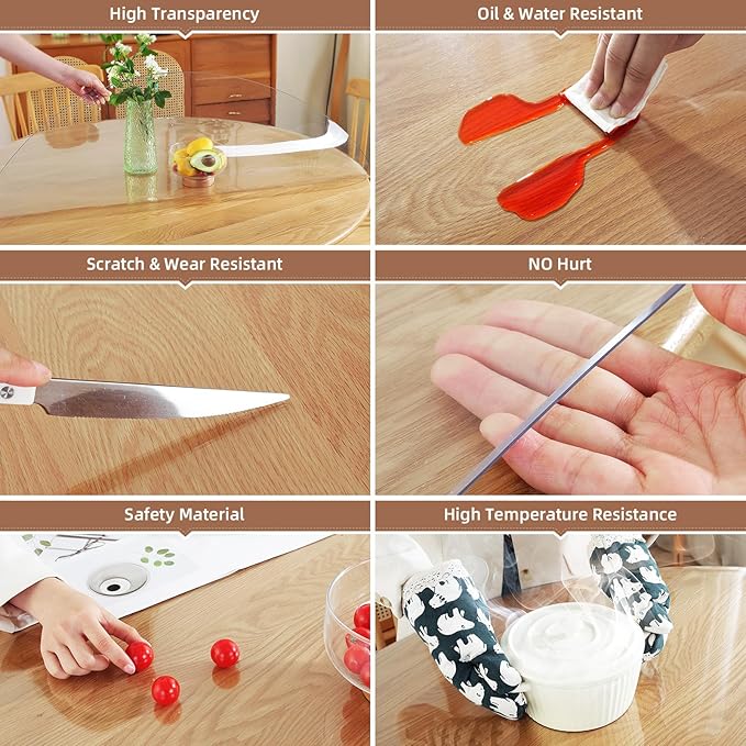 Warmstar Clear Table Protector, 2mm Thick, 38 Inch Round, Plastic Table Cover - Image 3