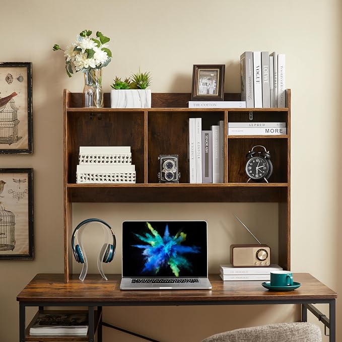 Nromant Desktop Bookshelf, Wooden Desk Storage Hutch - Image 5