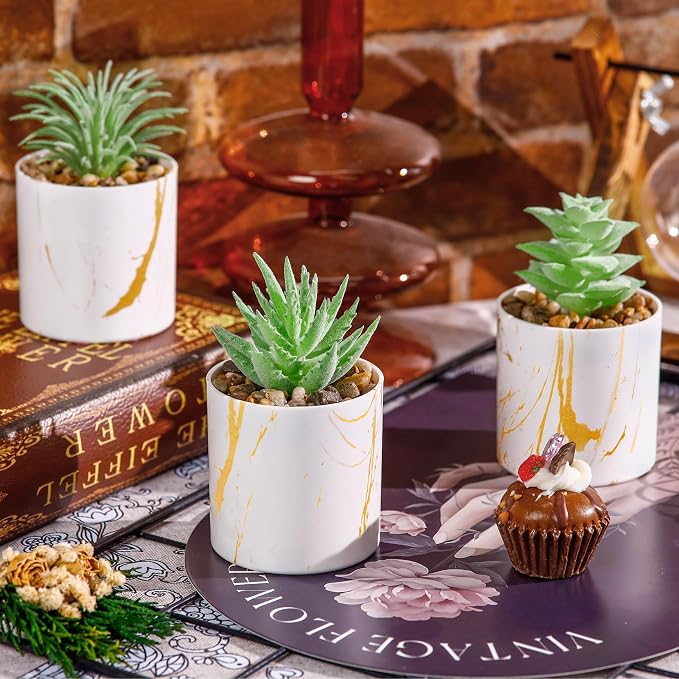 Der Rose Set of 4 Succulents Plants Artificial Mini Fake Succulents Plants - Image 6