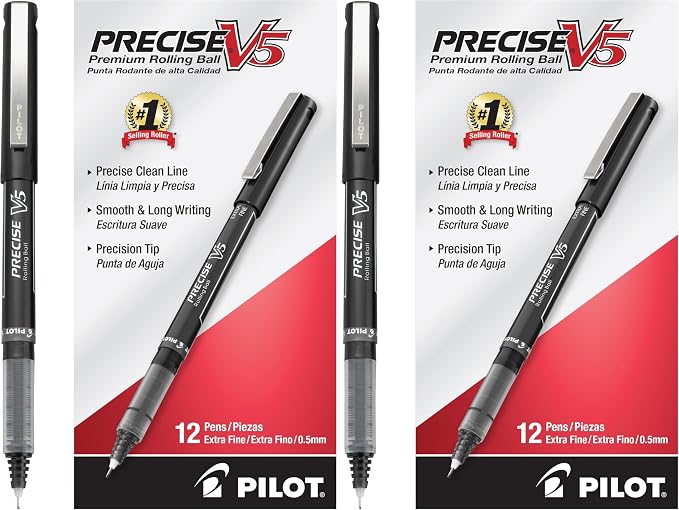 PILOT Precise V5 Rollerball Pens, Extra Fine Point 0.5 mm Black Pens, by PilotCorporationofAmerica
