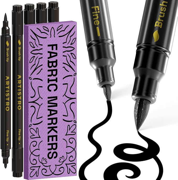 ARTISTRO 5 Black Fabric Markers by ARTISTRO