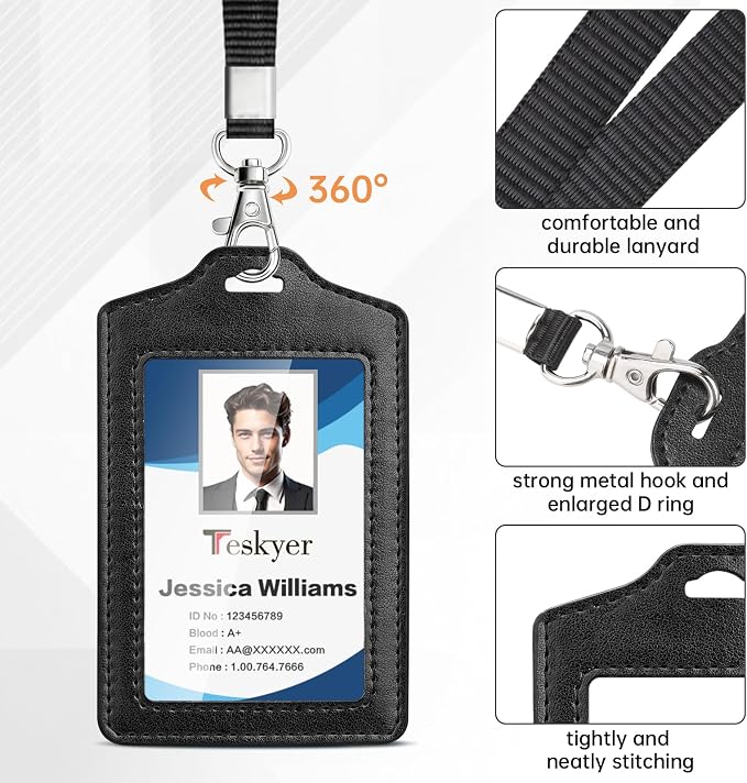 Teskyer 2 Pack Double Sided Clear Badge Holder - Image 4