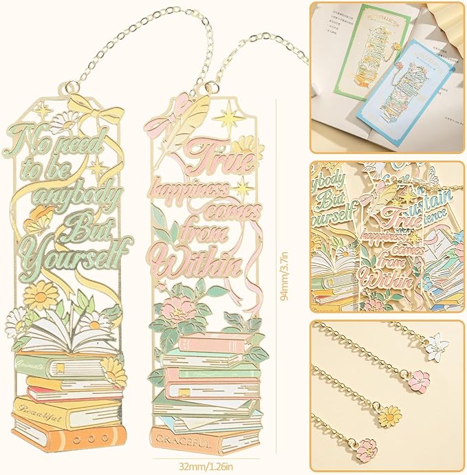 4Pcs Metal Bookmarks Cute Book Mark - Image 3