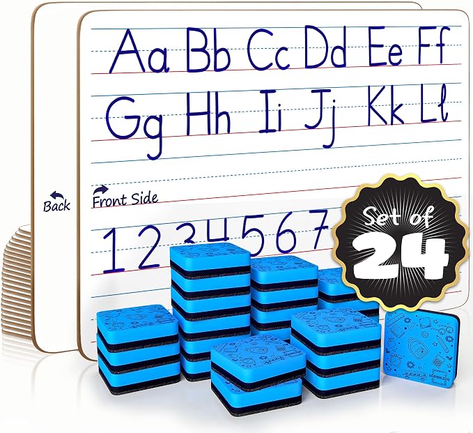 Scribbledo 24 Pack Double Sided Whiteboard Lined Dry Erase Boards by Scribbledo