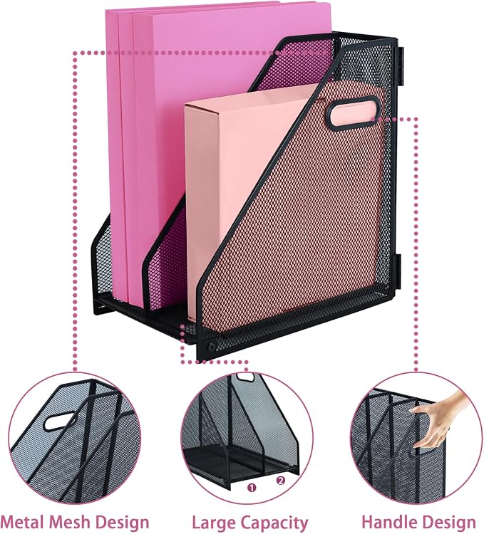 Desk Organizers, Metal Magazine File Holder - Image 3