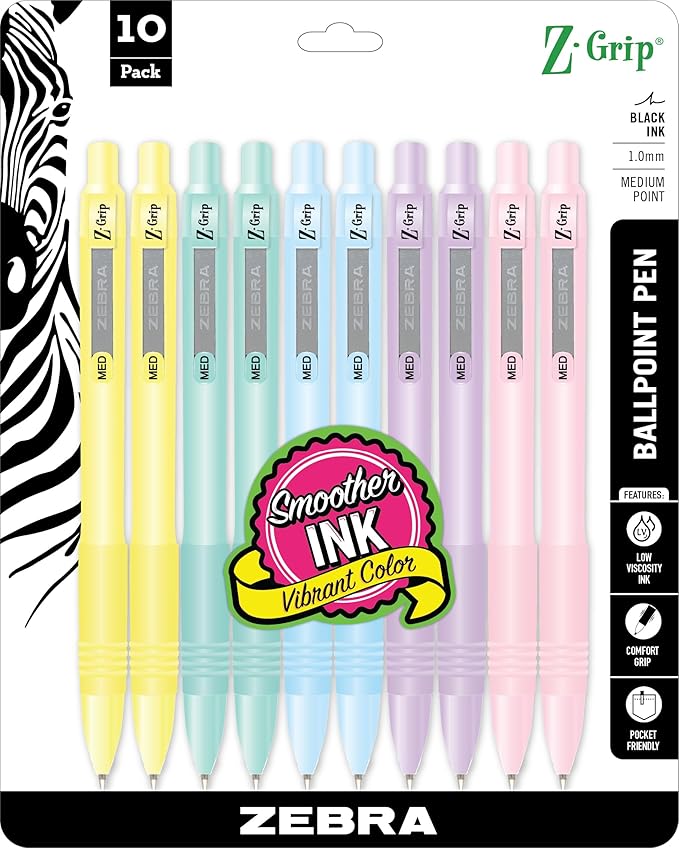 Zebra Pen Z-Grip Retractable Ballpoint Pen, Smooth-Flowing Black Ink, 1.0mm by ZebraPen