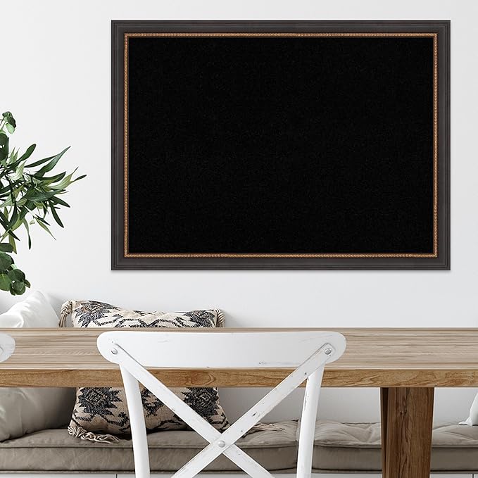 Amanti Art Black Cork Board for Wall, 23x31 Vision Board with Black Wood Frame, Medium Corkboard Office Decor for Home Organization, Traditional Corkboard Pinboard to Display Items for Home-DeskLoop Office