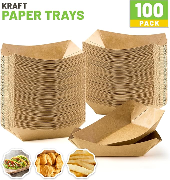 ZORRITA Mini Paper Food Trays, 1/4 Lb, 100 Pack, Disposable | Small, Serving - Image 3