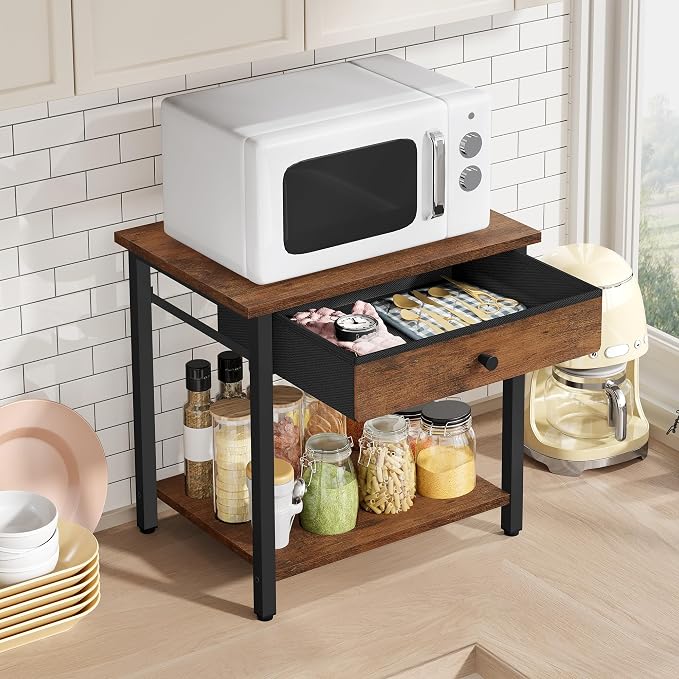 Gewudraw Printer Stand with Storage Drawer, 2-Tier Under Desk Printer Table - Image 6