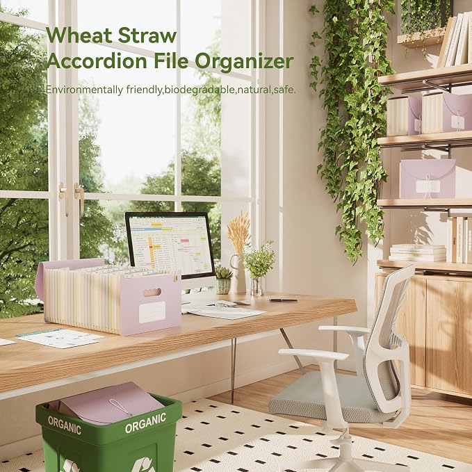 EcoStash Accordion File Organizer, 26 Pockets Wheat Straw Expanding File Folder - Image 2