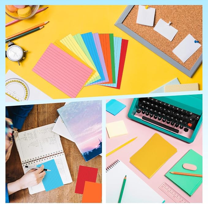 Tecmisse Colored Index Cards 4x6, 300 Pack, 10 Colors Ruled Note Cards - Image 7